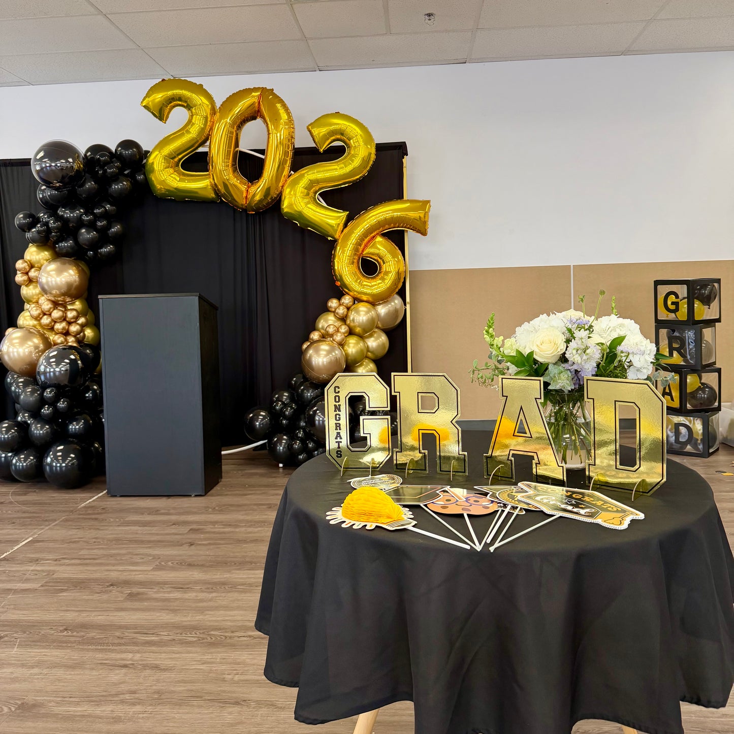 Layered Circular Arch & Draped Backdrop | Calgary Prom & Graduation Decor
