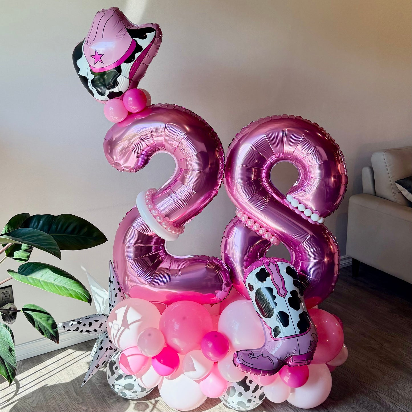 Pink Cowgirl Theme Balloon Marquee & Number Stack | Calgary Birthday & Stampede Decor