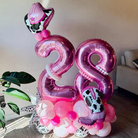 Pink Cowgirl Theme Balloon Marquee & Number Stack | Calgary Birthday & Stampede Decor