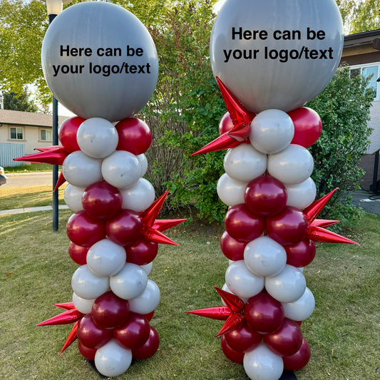 Chevron V-Pattern Balloon Column with Starbursts | Calgary Event & Corporate Decor