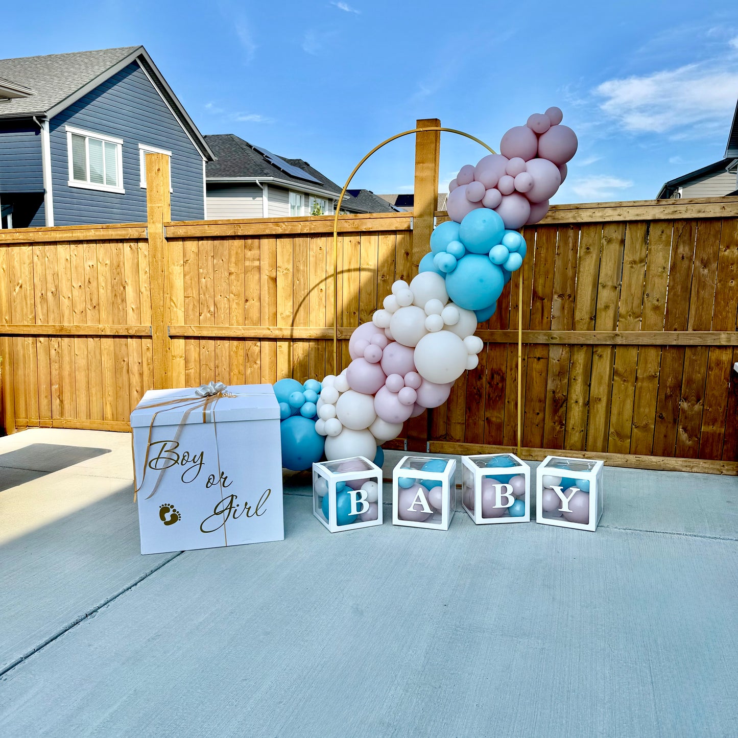 "The Sweet Reveal" Arch Backdrop & Balloon Surprise Box Package