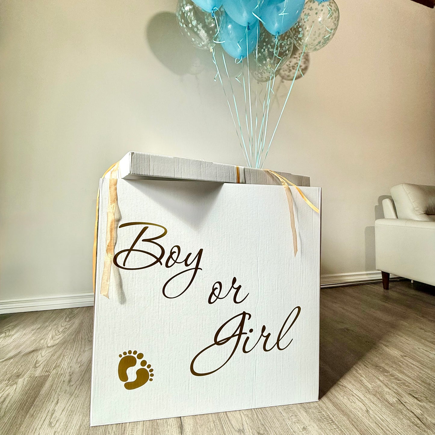 Giant Gender Reveal Surprise Box | Helium Balloon Pop-Out | Calgary Delivery
