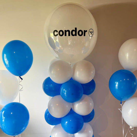 Classic Stripe Branded Balloon Column | Corporate Logo Topper