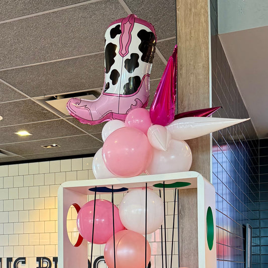 Pink Cowgirl Boot Balloon Centerpiece | Calgary Stampede & Bachelorette Decor