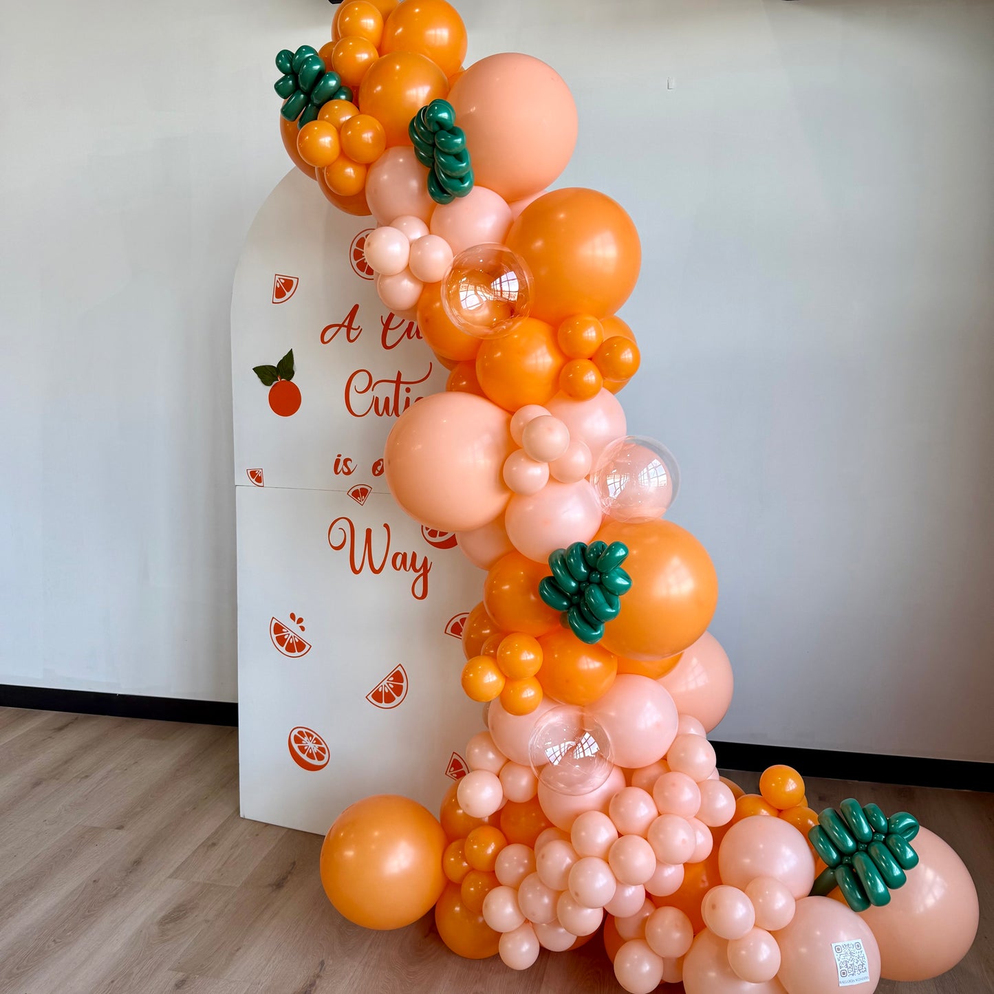 "Little Cutie" Baby Shower Photo Zone & Custom Balloon Arch