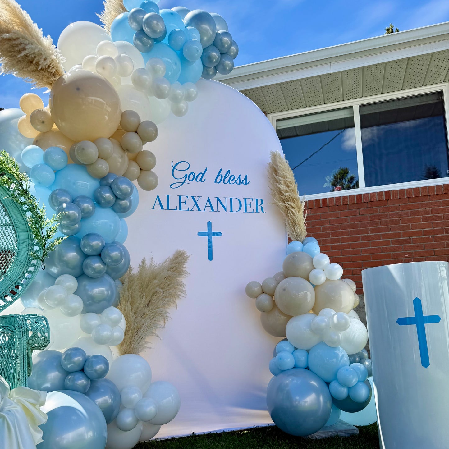 Boho Pampas & Pastel Arch Backdrop | Calgary Baptism & Event Decor