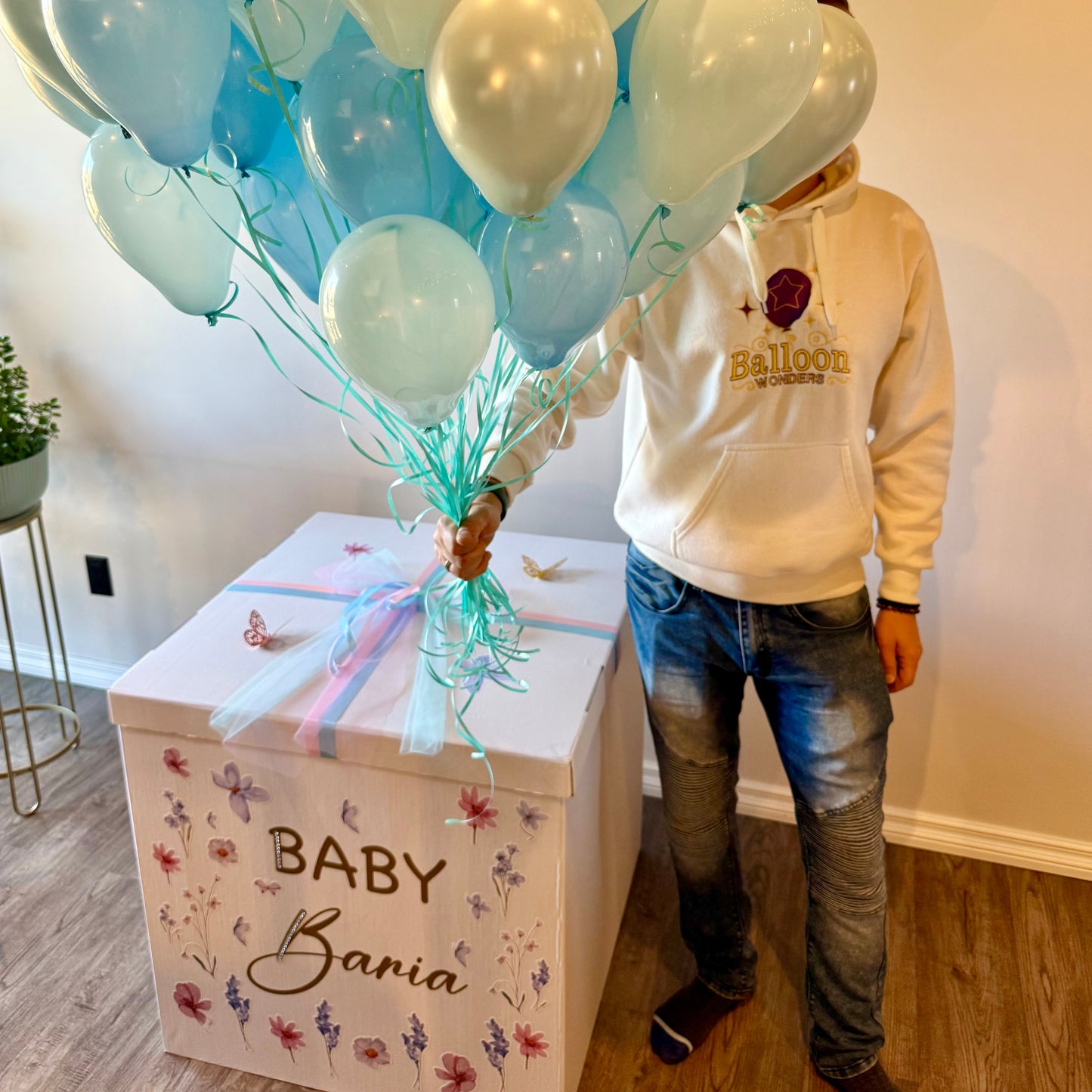 "Wildflower Elegance" Custom Gender Reveal Box | Mini Balloon Cloud Release