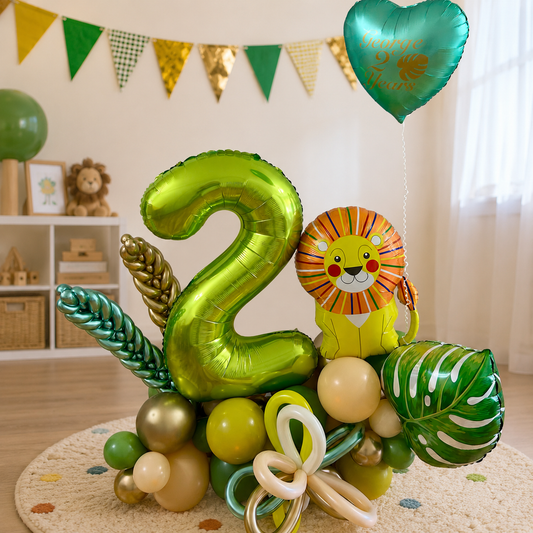 Safari Jungle Theme Balloon Marquee & Number Stack | Calgary Kids Birthday
