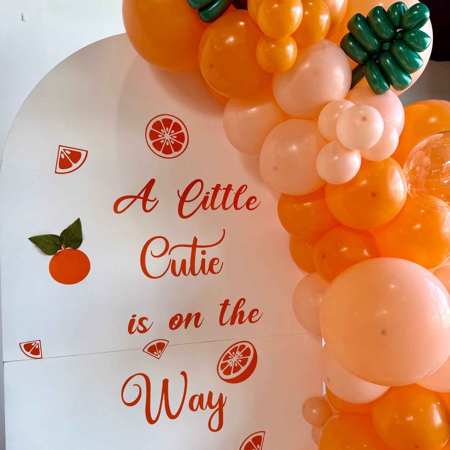 "Little Cutie" Baby Shower Photo Zone & Custom Balloon Arch