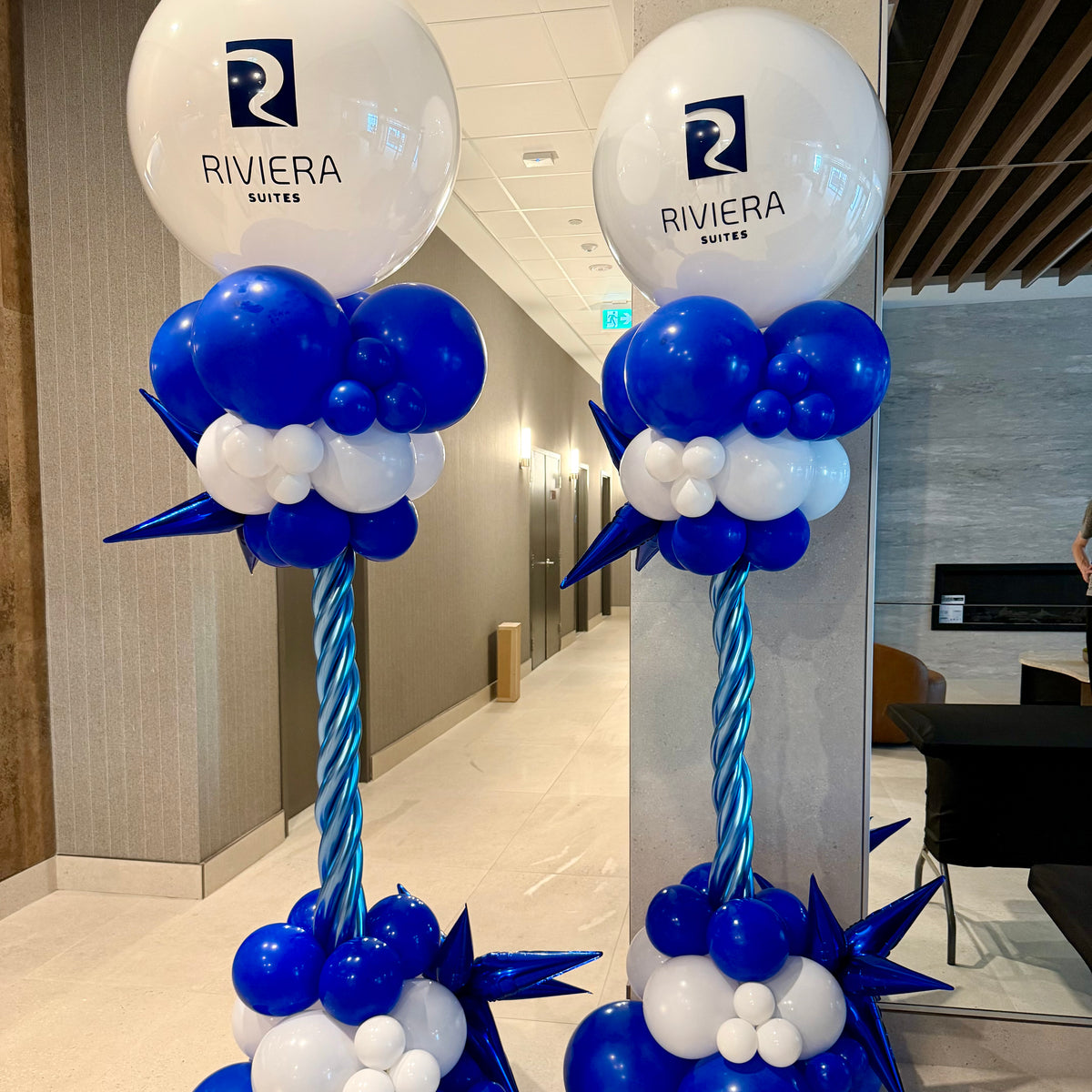 Sculpted Stem Corporate Balloon Pillar with Custom Logo | Calgary Event Decor