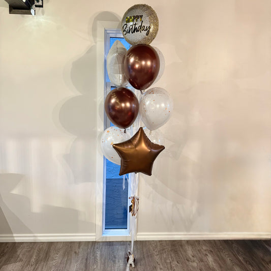 Truffle & Gold Helium Balloon Bouquet | Calgary Birthday Gift Delivery