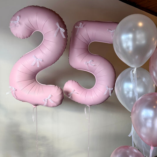 "Silk & Crystal Blush" Luxury Birthday Balloon Foil Numbers & Bouquet