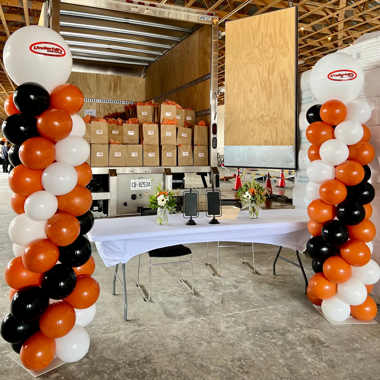 Custom Corporate Logo Balloon Columns | Calgary Business Event Decor