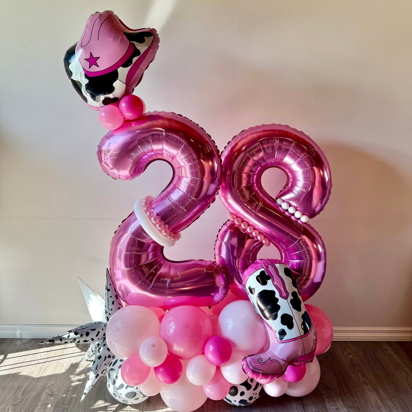 Pink Cowgirl Theme Balloon Marquee & Number Stack | Calgary Birthday & Stampede Decor