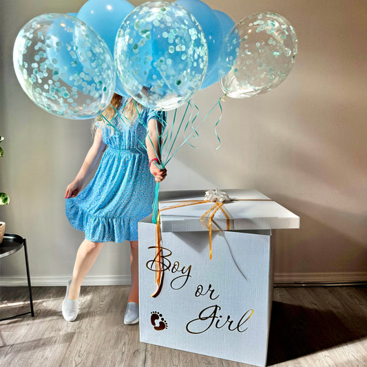 Giant Gender Reveal Surprise Box | Helium Balloon Pop-Out | Calgary Delivery