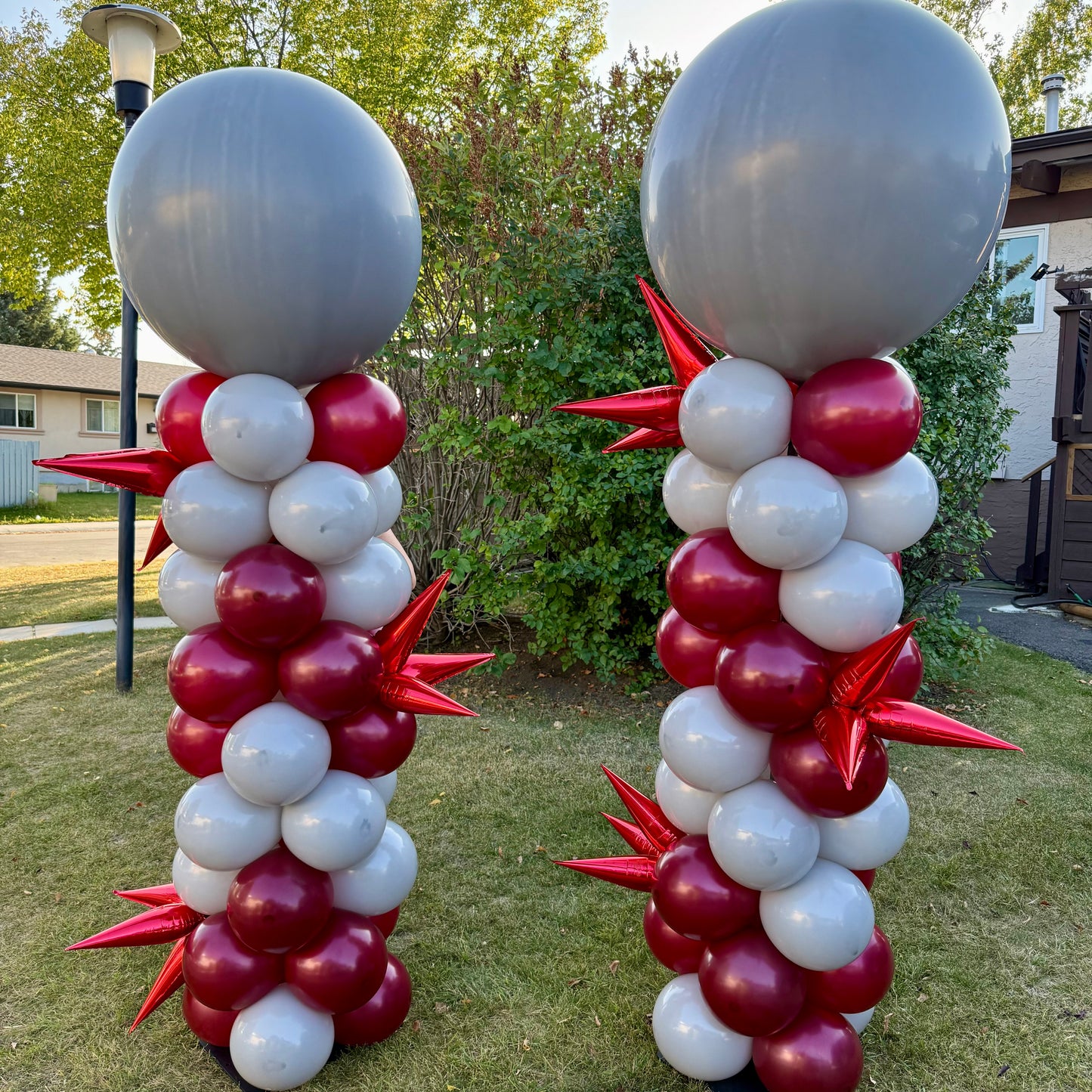 Chevron V-Pattern Balloon Column with Starbursts | Calgary Event & Corporate Decor