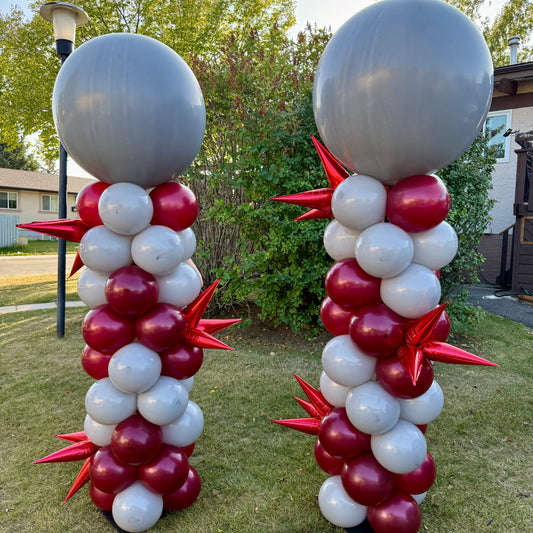 Chevron V-Pattern Balloon Column with Starbursts | Calgary Event & Corporate Decor