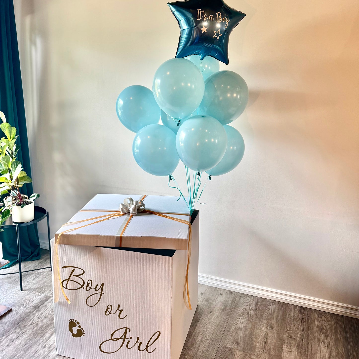 Custom Gender Reveal Balloon Surprise Box | Helium Reveal Setup