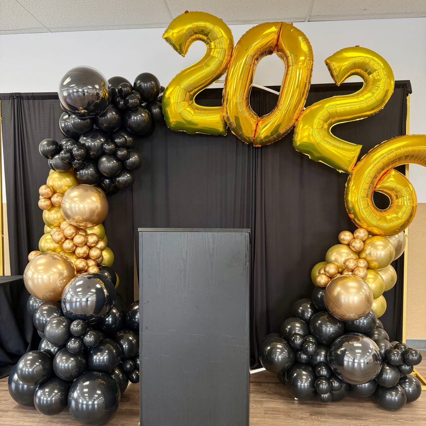 Layered Circular Arch & Draped Backdrop | Calgary Prom & Graduation Decor