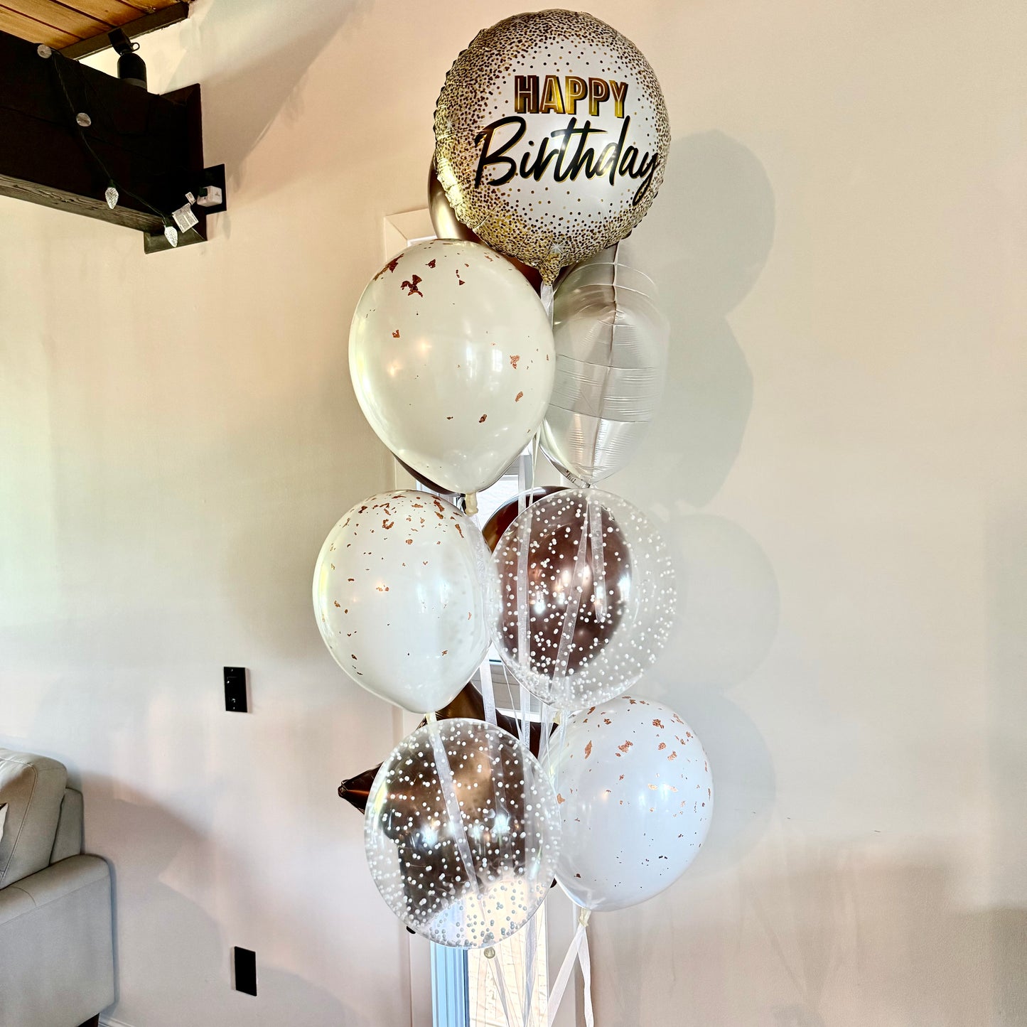 Truffle & Gold Helium Balloon Bouquet | Calgary Birthday Gift Delivery