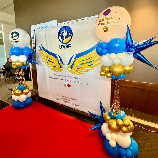 Metallic Fringe & Organic Balloon Pillar | Custom Event Column Calgary