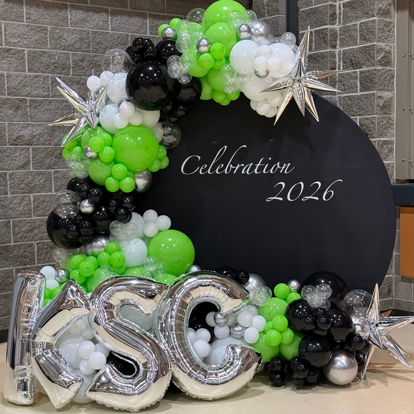 Circular Backdrop & Jumbo Floor Letters | Calgary Corporate & Grad Decor