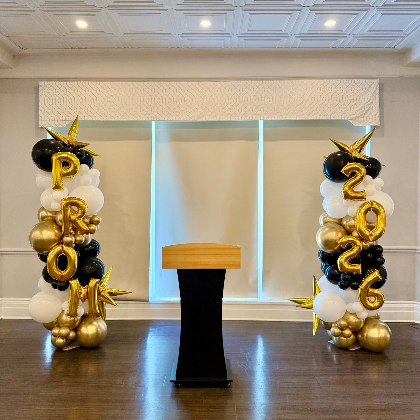 Organic Foil Letter & Number Balloon Pillars | Calgary Prom & Grad Decor