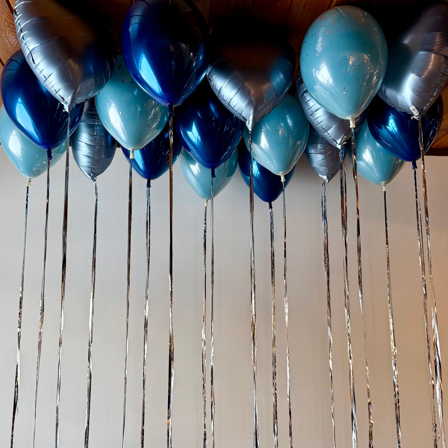 "Midnight Glass & Silver" Custom Helium Ceiling Set with Jumbo Bobo
