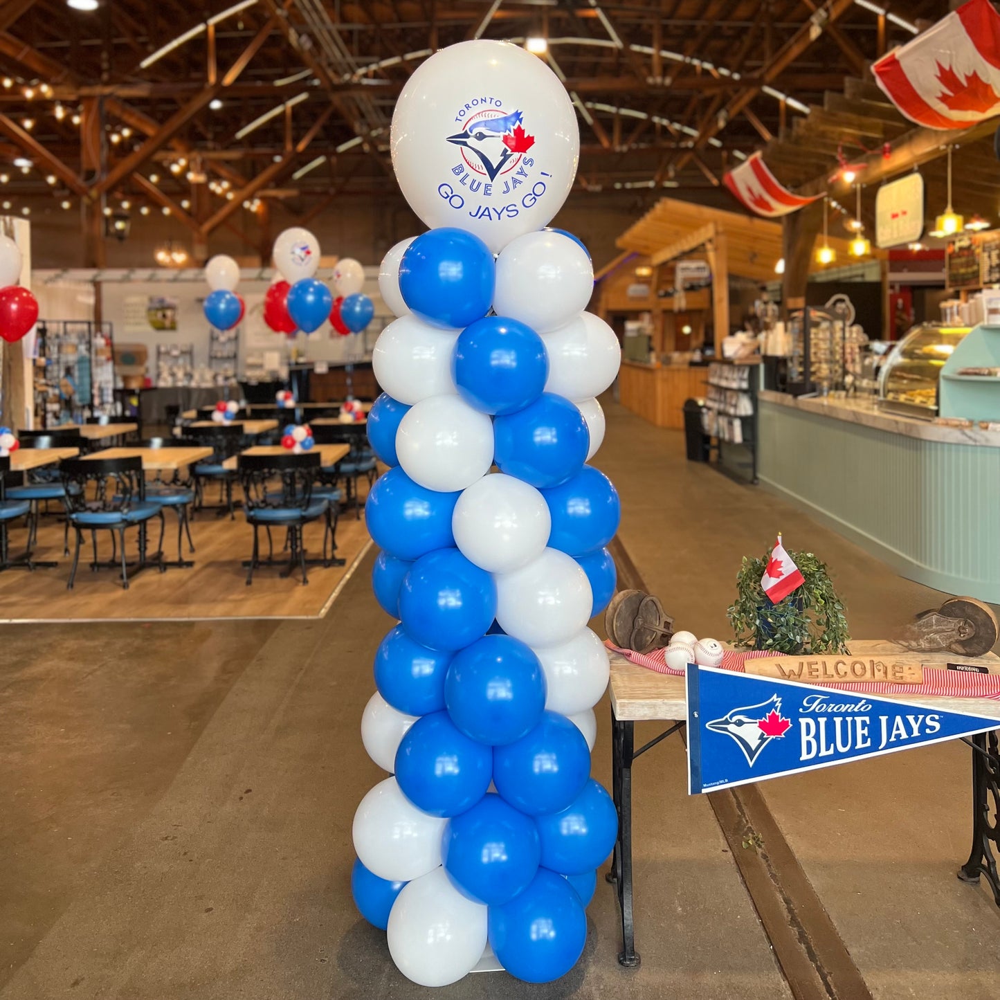 Custom Corporate Logo Balloon Columns | Calgary Business Event Decor