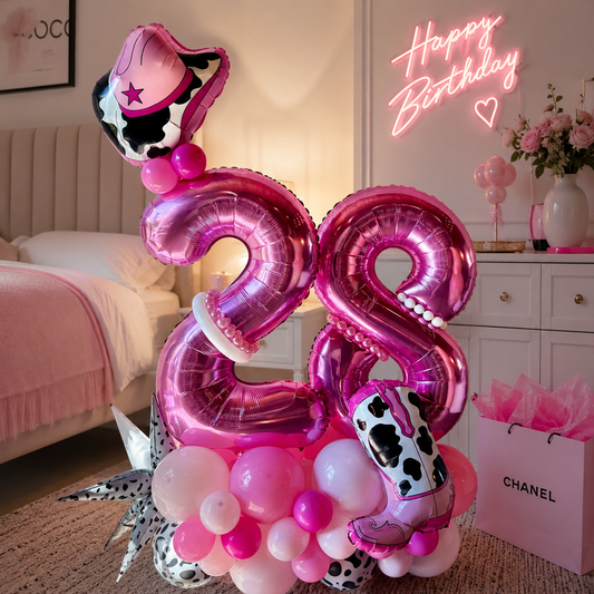 Pink Cowgirl Theme Balloon Marquee & Number Stack | Calgary Birthday & Stampede Decor