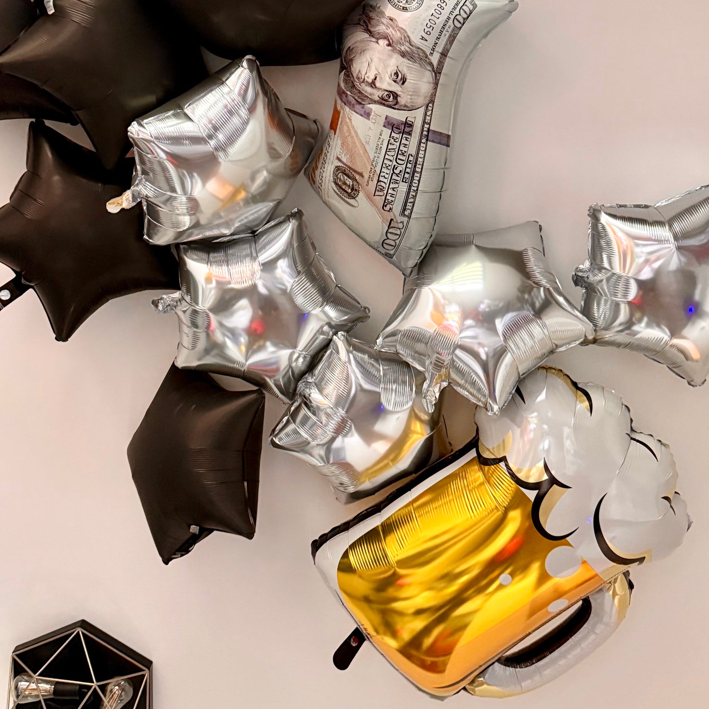 "Cheers & Wealth" Men's Custom Birthday Foil Balloon Set