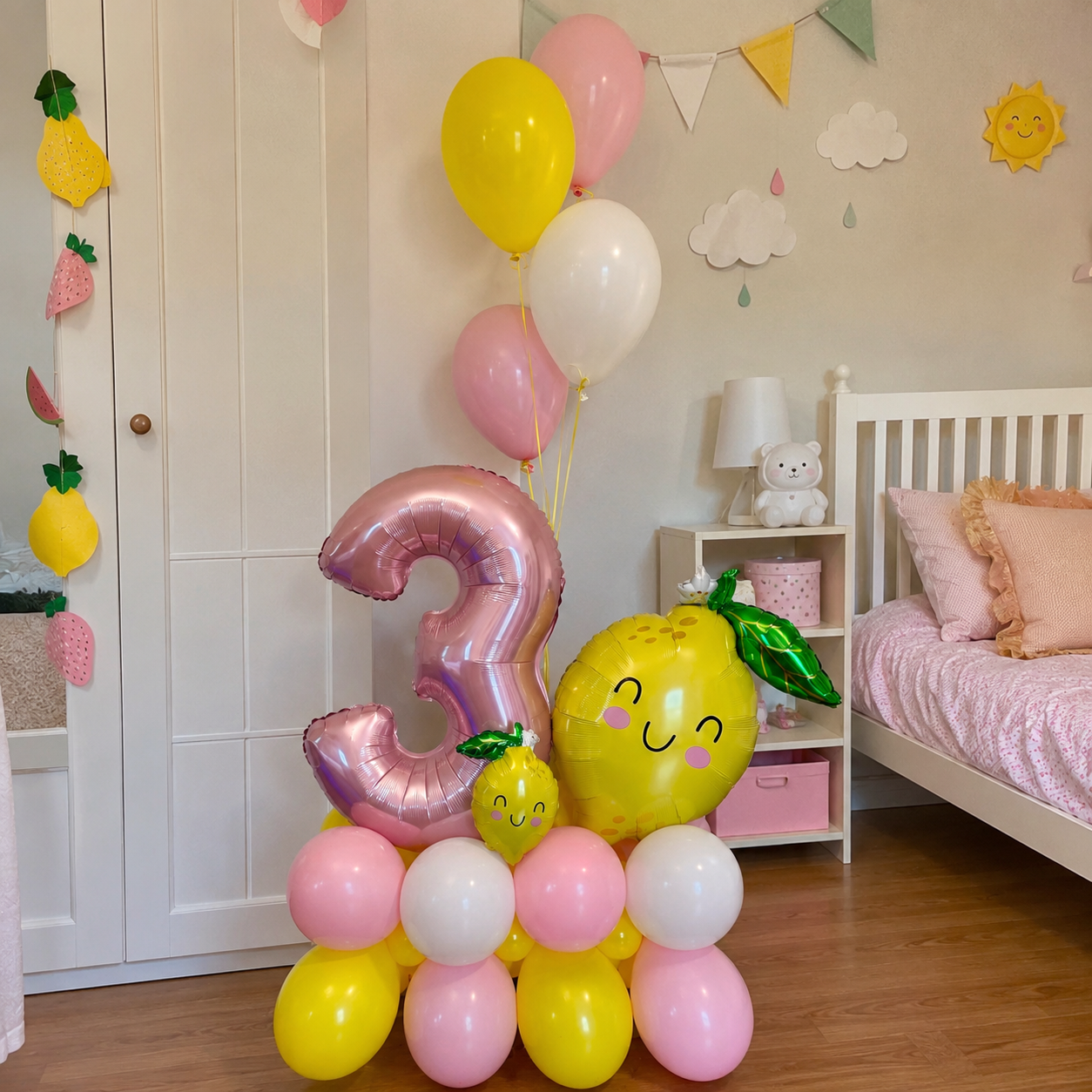 Lemon Theme Balloon Marquee & Number Stack | Calgary Birthday Decor