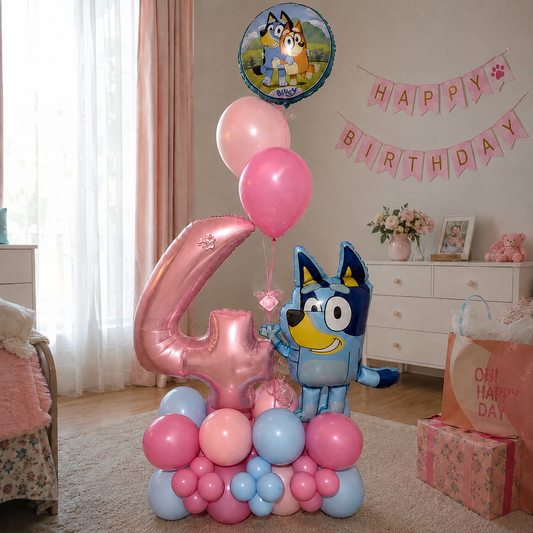Bluey Inspired Balloon Marquee & Number Stack | Calgary Birthday Balloons