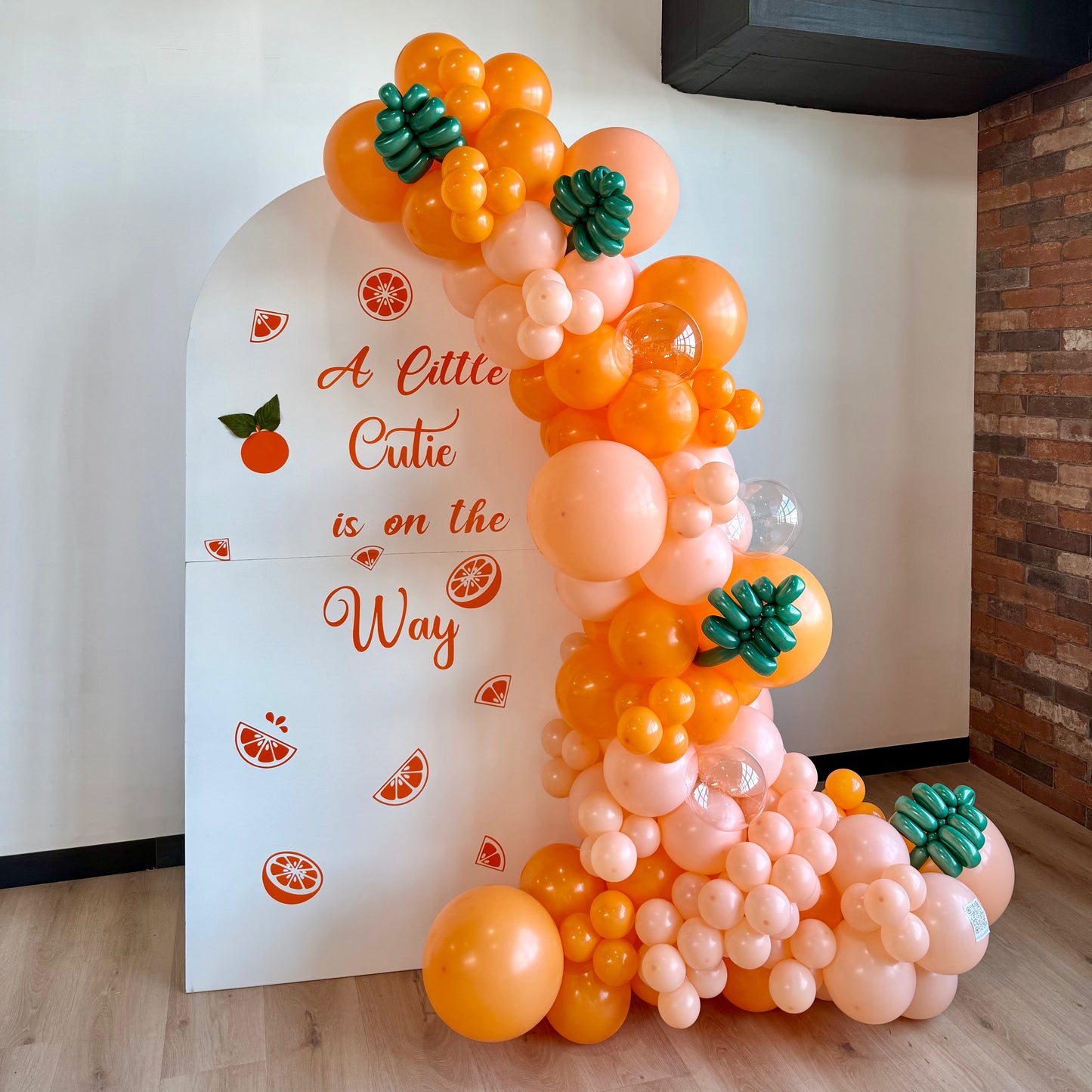 "Little Cutie" Baby Shower Photo Zone & Custom Balloon Arch