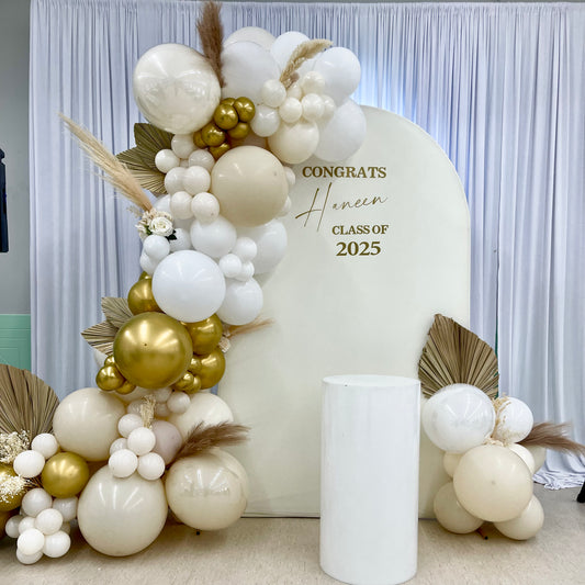 Boho Neutral Arch & Balloon Backdrop | Calgary Graduation & Event Decor