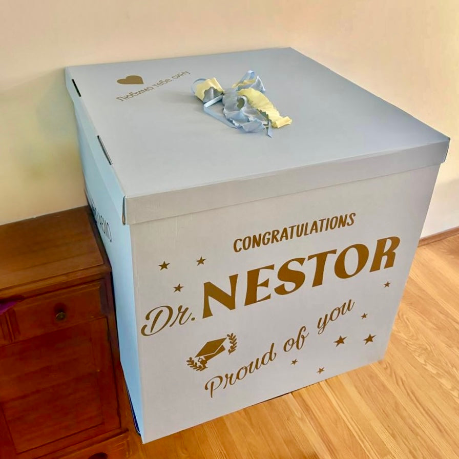 White Giant Surprise Box & Custom Balloons | Calgary Gift Delivery
