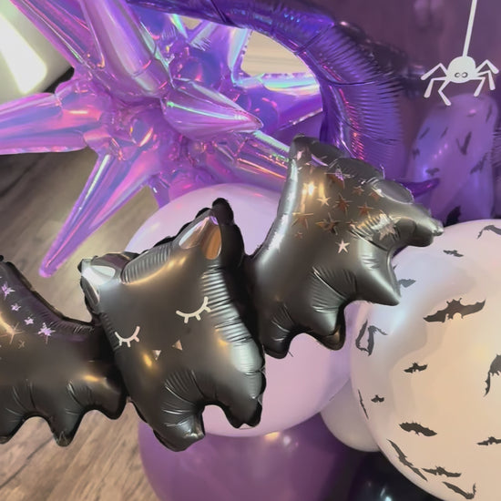 Foil and latex balloons with bat style, custom marquee balloon composition