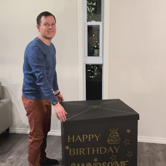 Giant Surprise Gift Box for Him | Bold Helium Balloon Reveal